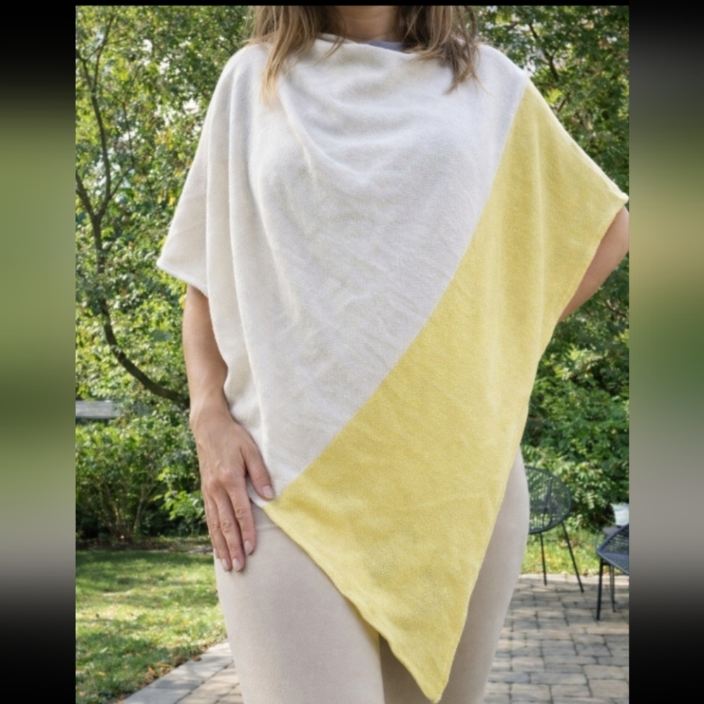 Wooden Ships Colorblock Knit Poncho Sweater S/M
